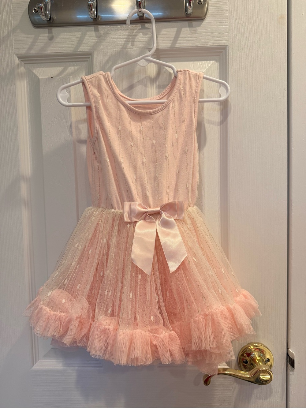 Popatu Light Pink Tulle Bow Formal Girls Dress
